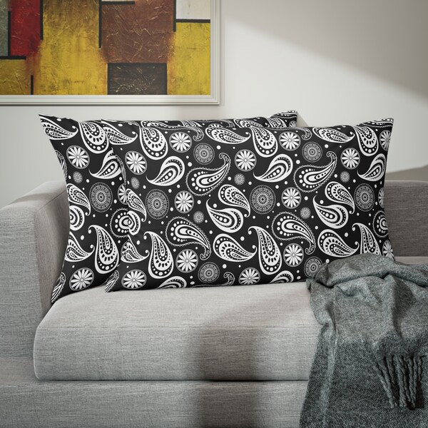 Black Paisley Pillow Etsy