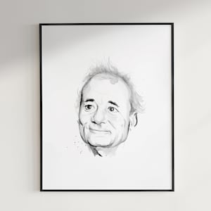 Retrato para impressão de Bill Murray, impressão em aquarela, arte de parede, pôster para presente, comediante, download digital