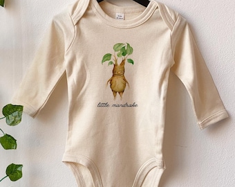 Body Little Mandrake, Body Mandrake, Body Wizard, body magico per neonati, regalo divertente per neonati, body color naturale