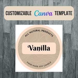 Minimalist Jar Top or Side Label for Candles and More, Customizable on Canva, 2in, Classy Minimalist Design for Logos; Templates By Ry