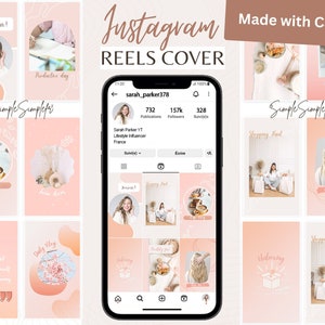 15 Instagram Reels Cover Templates Canva - Ig video cover - Canva template - Pink Instagram reels thumbnails