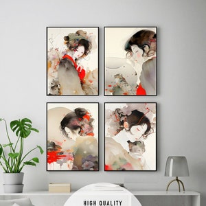 Japanese Watercolor – Series of (4) Posters