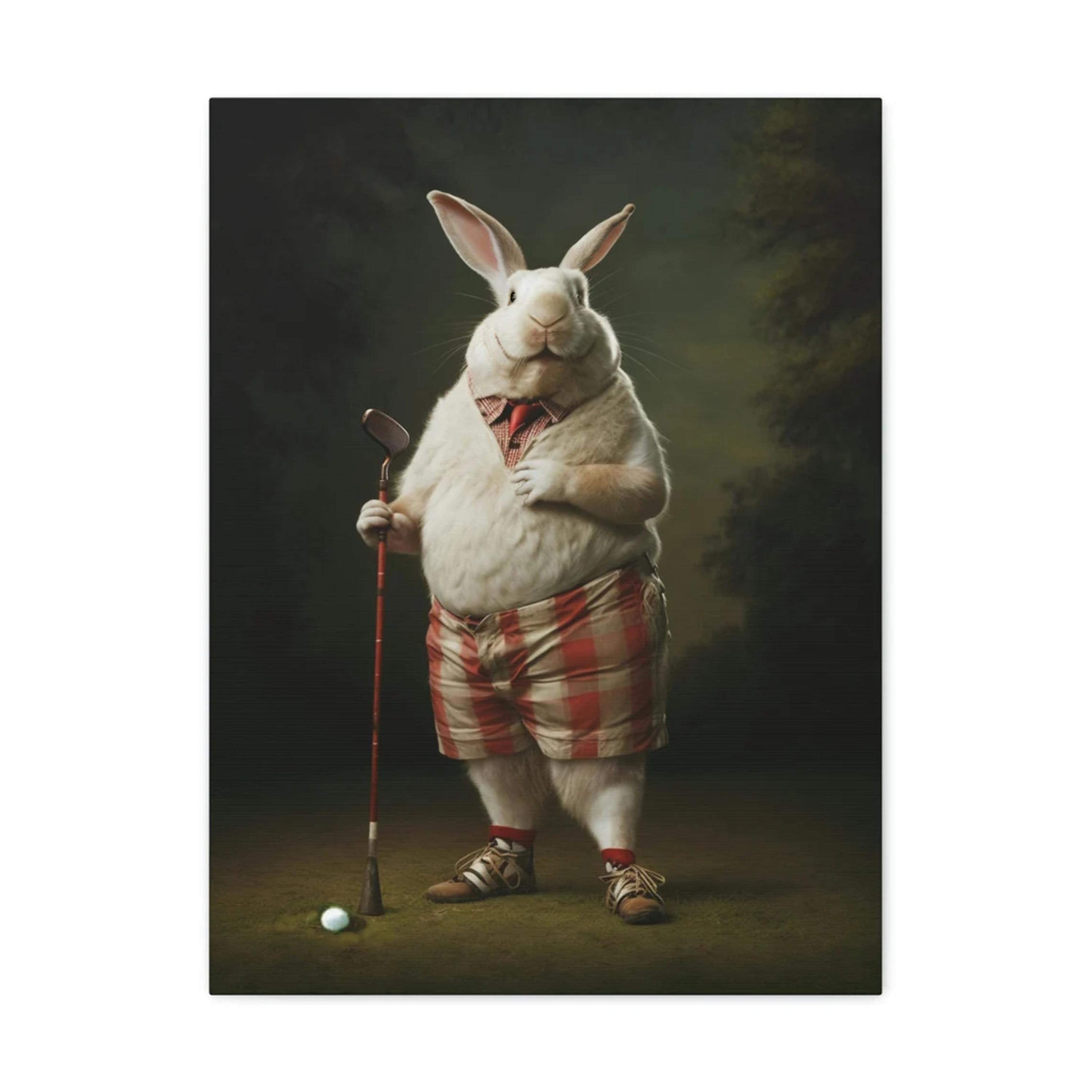 DIGITAL DOWNLOAD - Golfing Bunny Art Print, Rabbit Golfer - Etsy