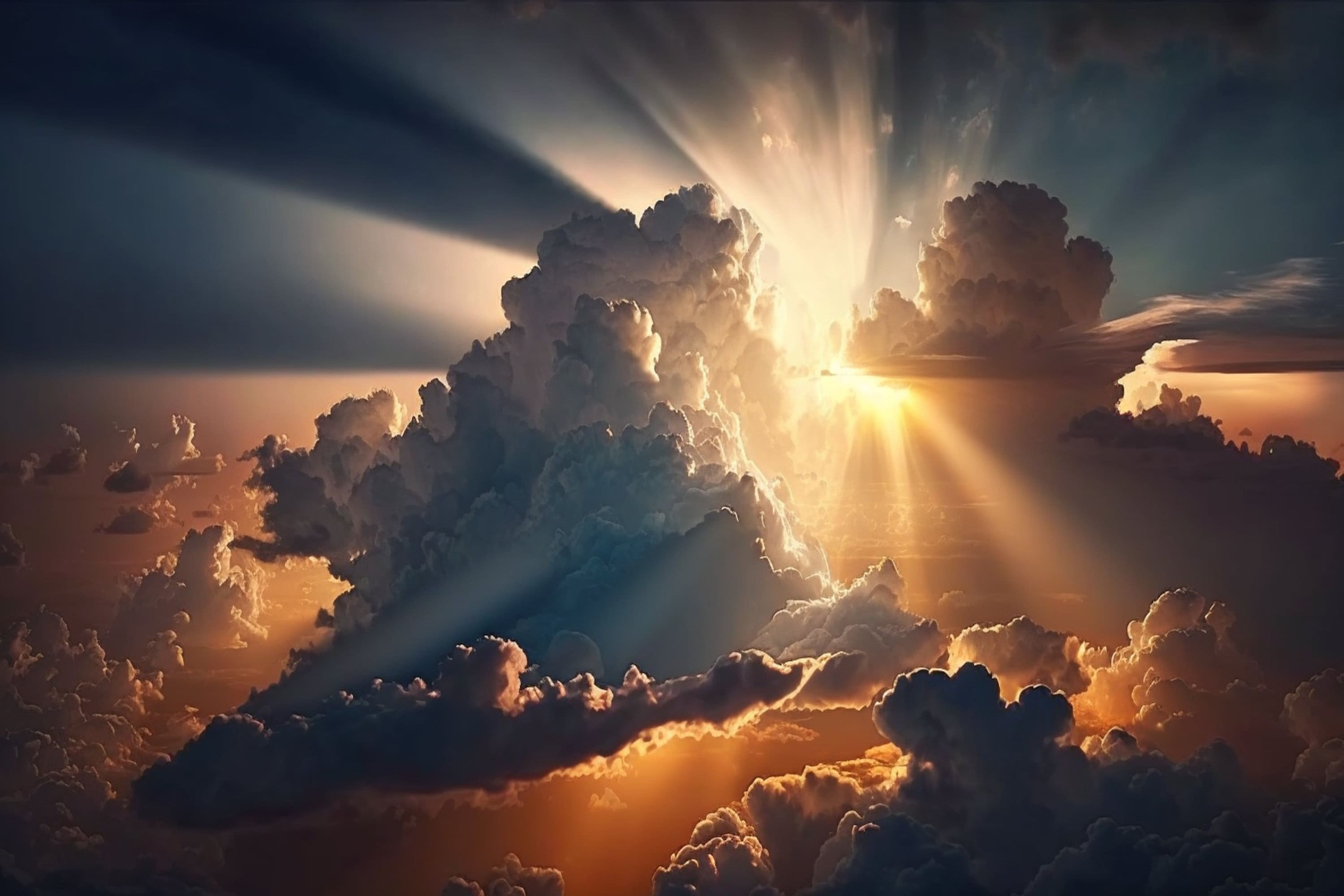 Golden Rays Sunshine, Large Clouds, Beautiful, Spiritual - Etsy