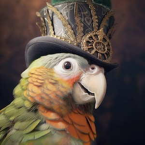 DIGITAL DOWNLOAD -  Steampunk Conure, Bird, Green Cheeked, Parrott