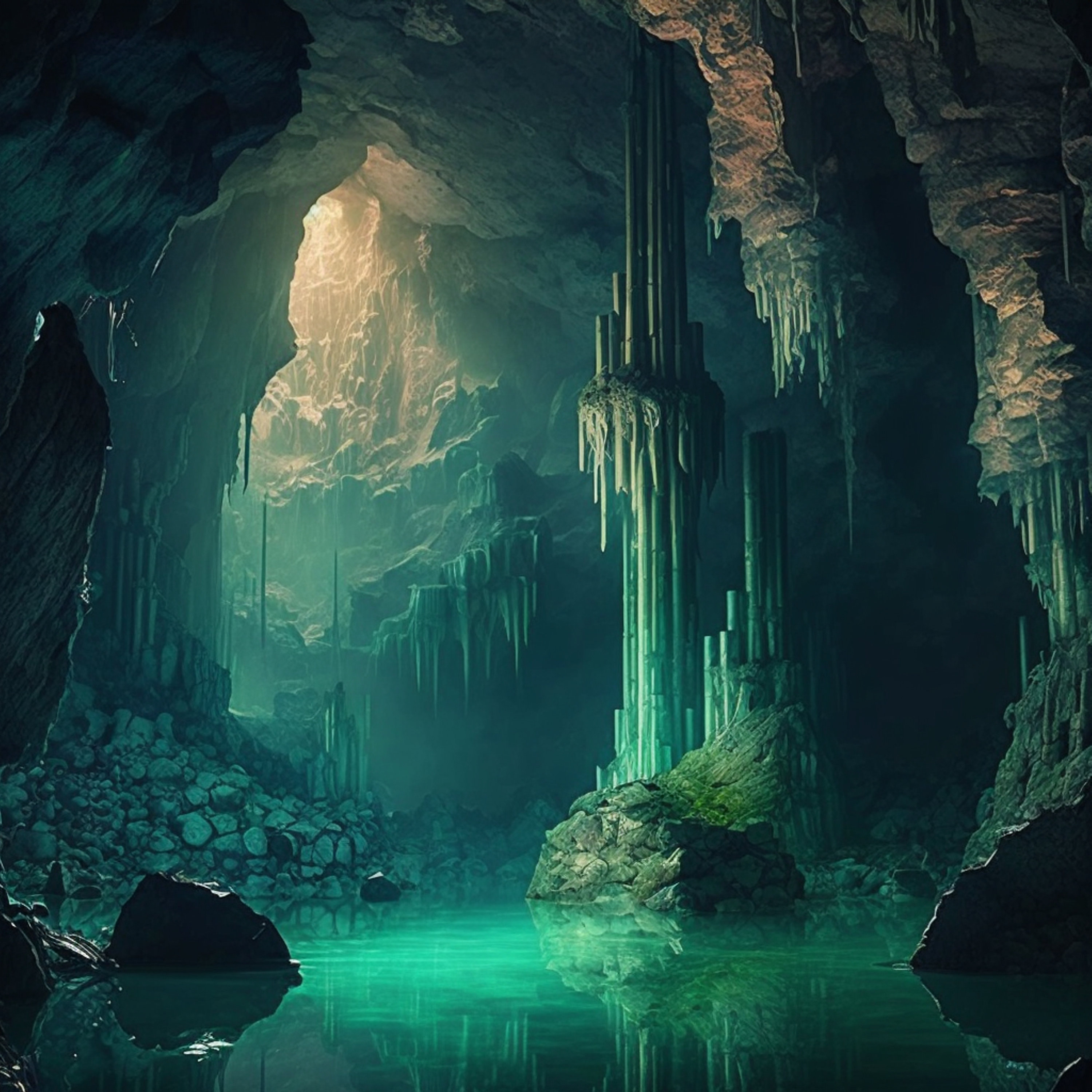 Caves of the Deep, Cavern, Underground, Emerald, Teal, Lake Etsy