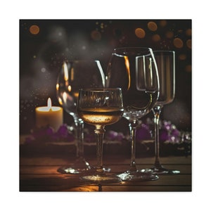 CANVAS PRINT - Celebration, wine glasses, candelight, drinks, friendship