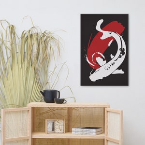 Black and Red Koi Fish on Canvas