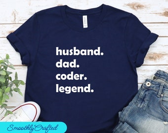 Coder Shirt, Programmers TShirt, Coding T Shirt, Coding gift, Computer Science Tee, Dad. Coder. Legend.