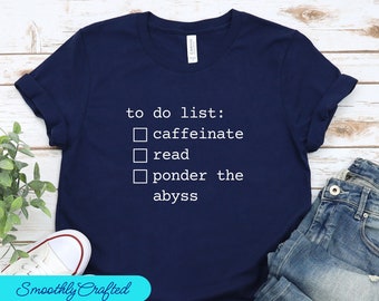 Regalo per lettore, camicia da libro, camicia da bibliotecario, camicia da insegnante di lettura, camicia da lettura, camicia da libro, maglietta da lettura con lista delle cose da fare
