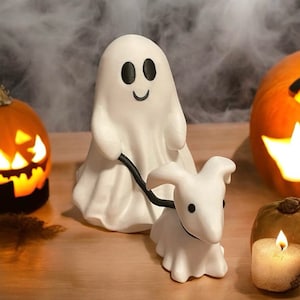 Ghost Walking Cute Dog Halloween Decoration | Dog Collectible Figurine Indoor/Outdoor Haunted Pooch | Spooky Ghost  Ghost Haunted Dog Walker