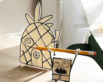 Funny Sponge with Pants and Cravat Holding Pen – Quirky Desk Decor for Office or Table – Unique Writing Accessory and Fun Office Decoration