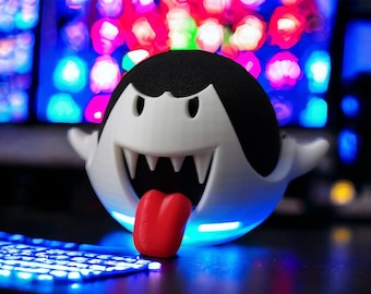 Soporte para Alexa con diseño de fantasma de Super Mario / Soporte para Echo / Soporte para Echo Dot de 4.ª/5.ª generación / Soporte para HomePod Mini / Decoración de Mario Boo / Soporte para altavoz inteligente