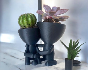 Leuke plantenbakken voor binnen | Plantencadeau | Tiny People schattige succulente plantenbak vriendschap | Familiecadeau jubileum | Hand vasthouden liefde voor stel