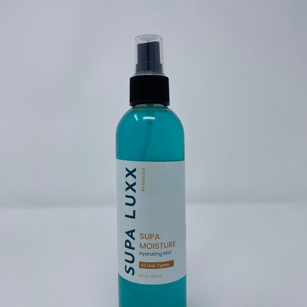 Supa Moisture Hydrating Mist for dry hair, frizz, detangling, and redefining curls.