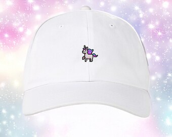 8-Bit Pixel Unicorn Hat – Pixel Embroidered Dad Cap | Cute Gamer Girl Aesthetic | Kawaii Unicorn Hat | Magical Fantasy Gift | Pixel Art Cap