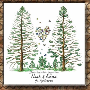 Wedding GUEST BOOK Alternative Tree Two PINES Trees Alternative Custom Guest Book Signature Unique Guest Book Ideas Wedding Rustic