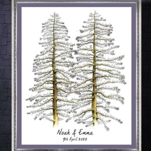 Wedding GUEST BOOK Alternative Tree Double Pine Two PINES Trees Alternative Guest Book Signature Unique Guest Book Ideas For Wedding Rustic