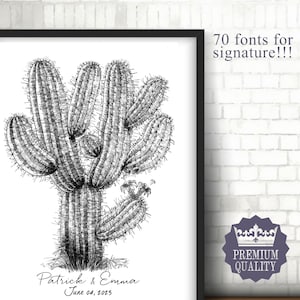 Wedding GUEST BOOK Alternative Tree Alternative Guest Book Signature Large Cactus Print Custom Wedding Guest Book Tree For Wedding Rustic