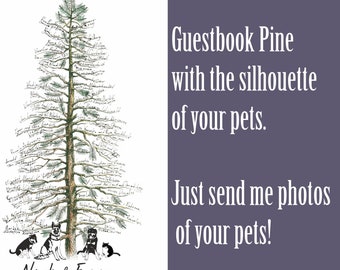 Custom Wedding Guest Book Alternative Pine Tree With Pets Rustic guest book Bridal Shower Wedding Rustic Unique Wedding Guest Book Idea