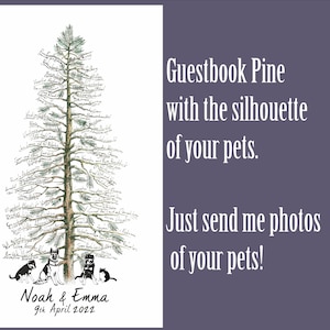 Custom Wedding Guest Book Alternative Pine Tree With Pets Rustic guest book Bridal Shower Wedding Rustic Unique Wedding Guest Book Idea