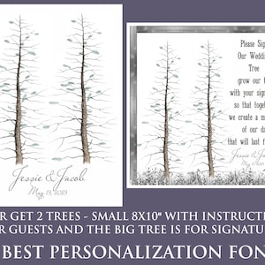 Wedding GUEST BOOK Alternative Tree Double Pine Two PINES Trees Alternative Guest Book Signature Unique Guest Book Ideas For Wedding Rustic