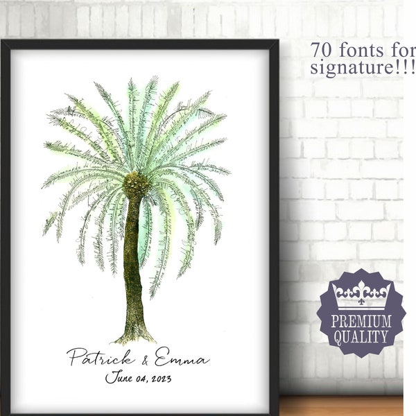 Wedding GUEST BOOK Alternative Tree Guest Book Signature Watercolor Palm tree Wedding Guest Book Print For Wedding Unique Guest Book Ideas