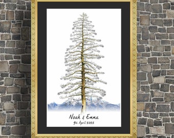 Wedding Mountain Guest Book Alternative Tree GuestBook Signature PINE Tree Wedding Mountain Cordillera Grand Canyon Rocky Mountains Red Rock