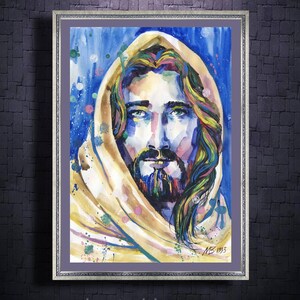 Jesus painting Jesus Portrait Jesus LDS ART Watercolor Jesus Christ portrait Christ Painting Bible Print Lord Easter Religious Art Print
