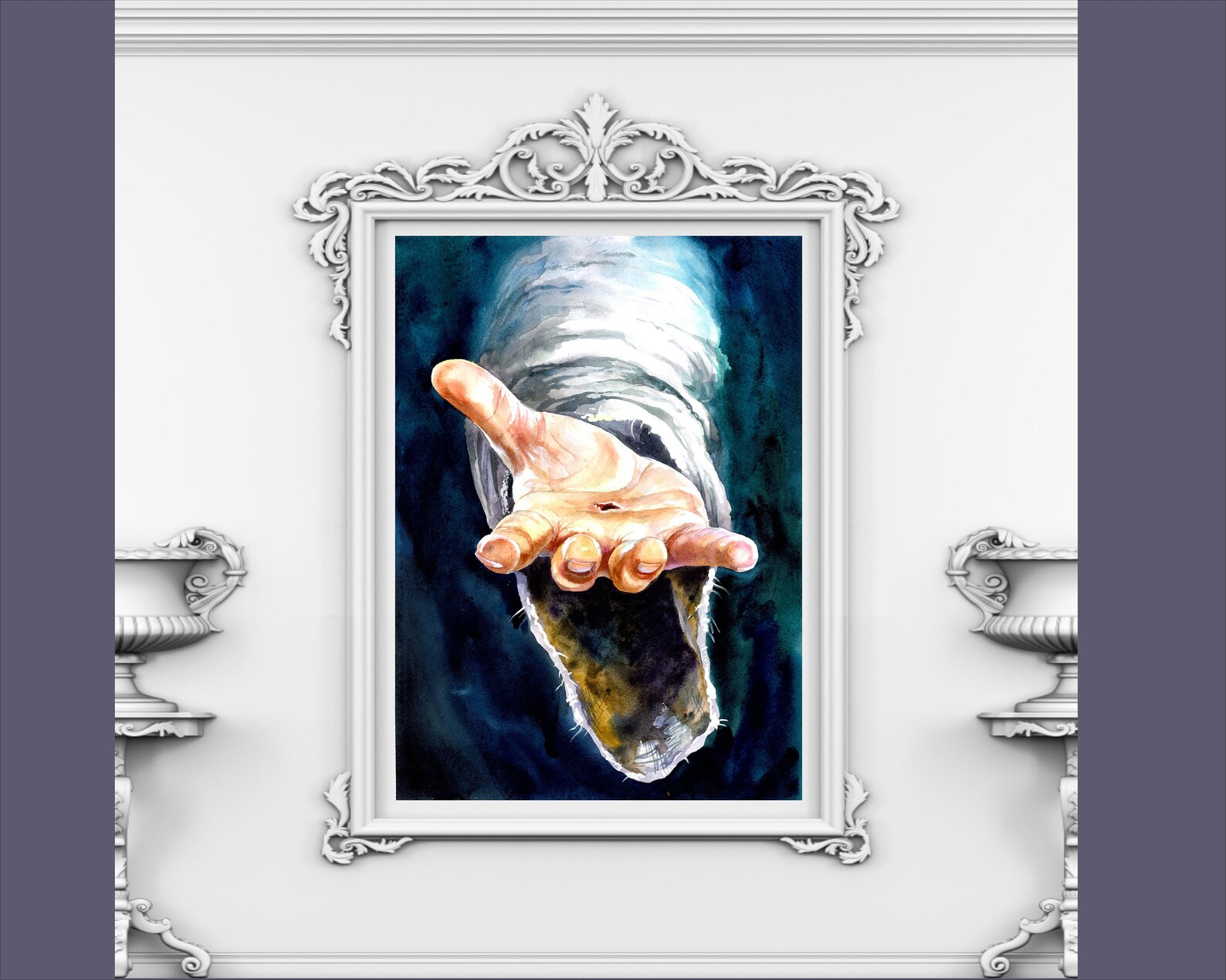 Jesus Painting Hand of Jesus LDS ART Watercolor Jesus Christ Hand of ...