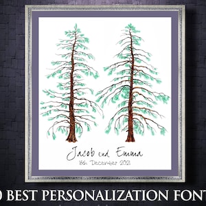 Wedding GUEST BOOK Alternative Tree Two PINES Trees Alternative Custom Guest Book Signature Unique Guest Book Ideas Wedding Rustic