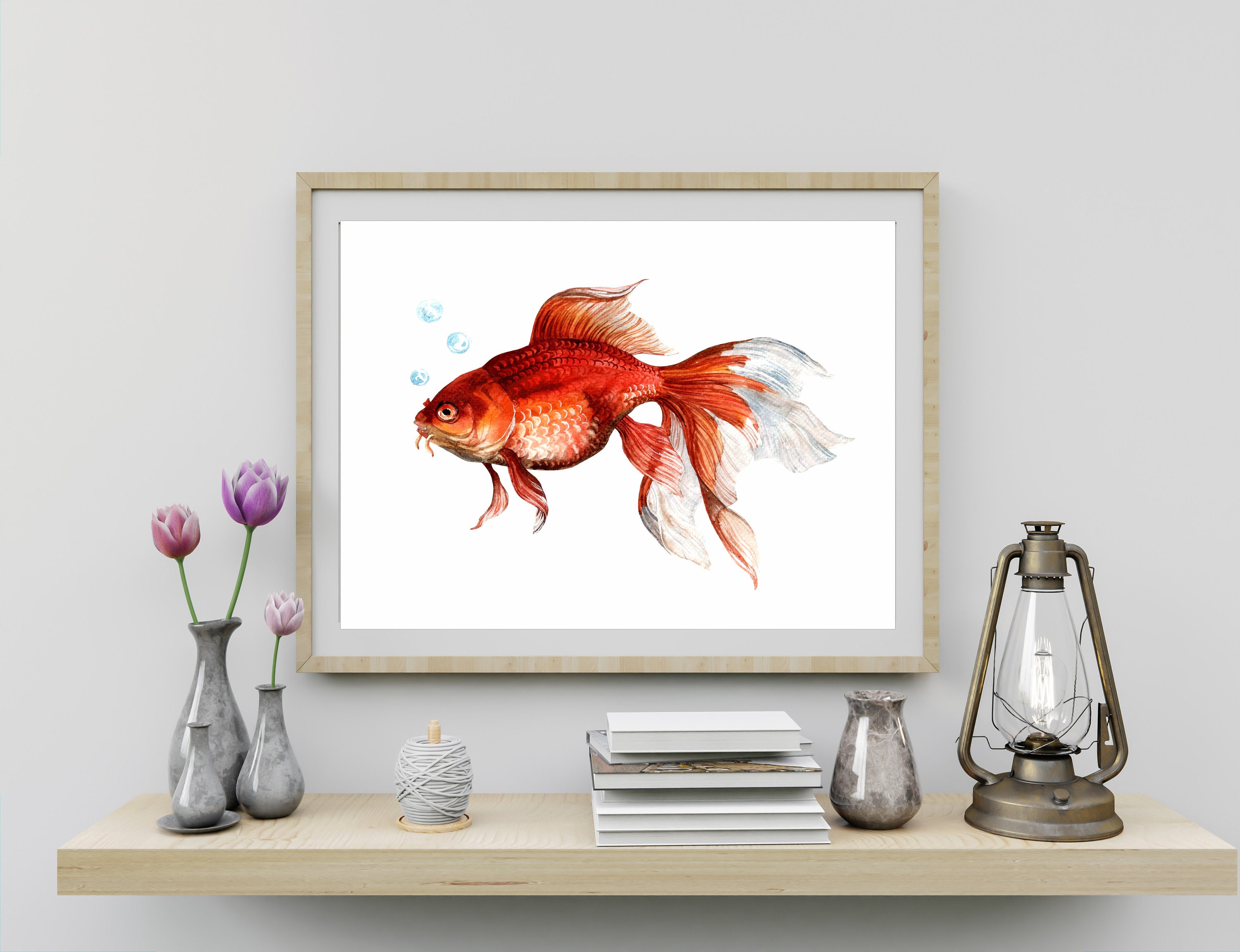 Goldfish Watercolor Art PRINTABLE Gold Fish Painting Goldfish - Etsy