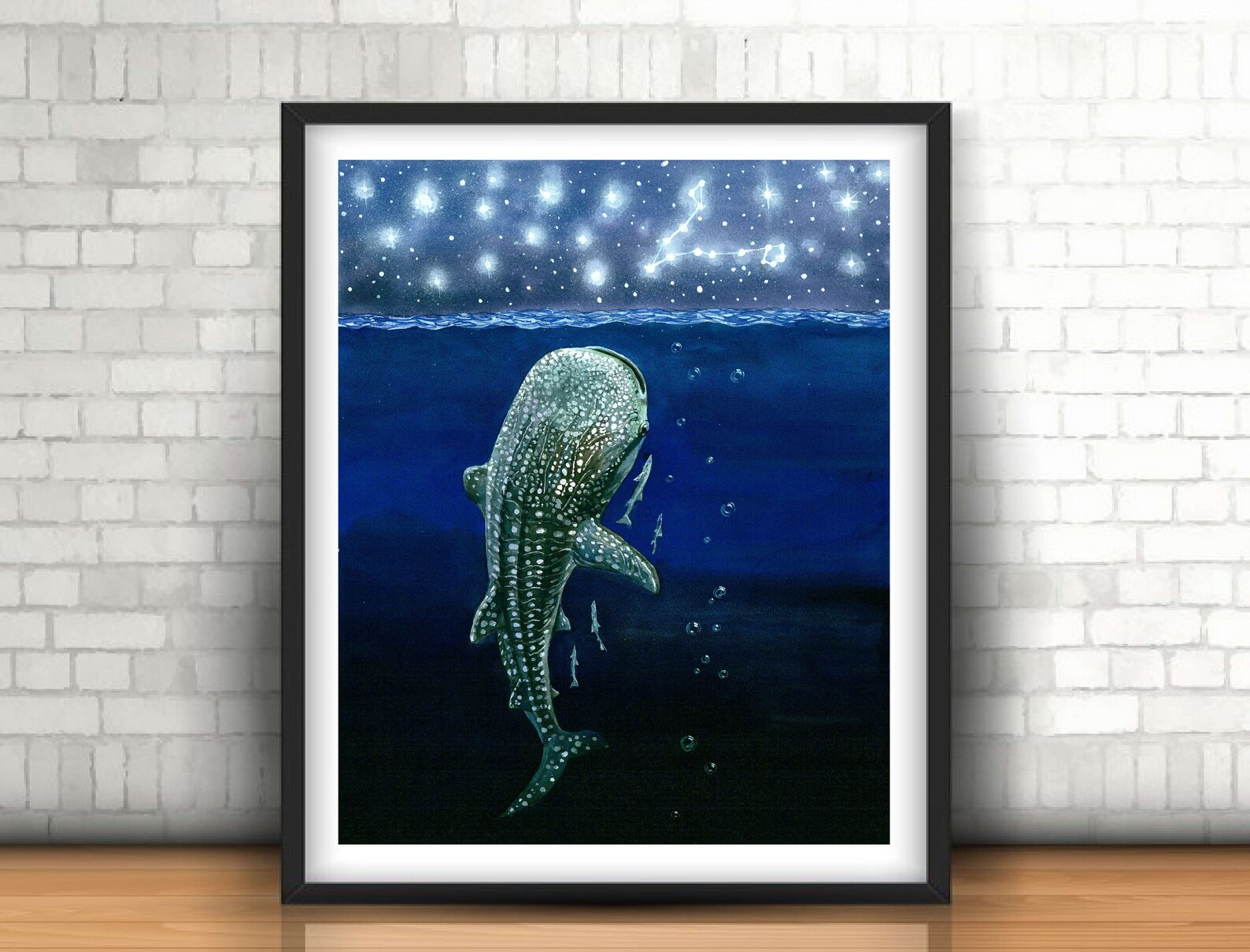 Watercolor Whale Shark Print, "stars Met" Coastal Wall Art - Etsy