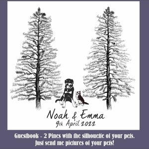 Wedding GUEST BOOK Alternative Tree With Pets Two PINES Trees Alternative Guest Book Signature Unique Guest Book Ideas Pine with Dogs