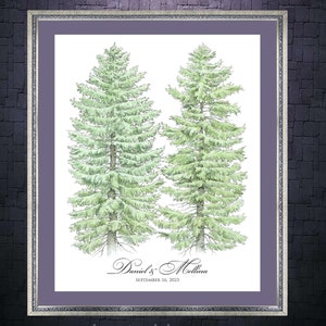 Wedding GUEST BOOK Alternative Tree Double Pine Two PINES Trees Alternative Guest Book Signature Unique Guest Book Ideas For Wedding Rustic