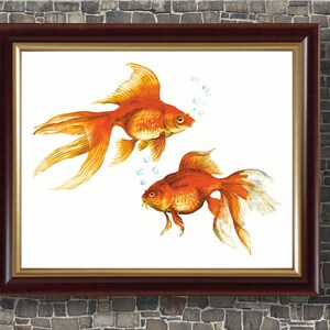 Goldfish Watercolor Art PRINTABLE Gold Fish Painting Goldfish Art Print Giclee print Goldfish Watercolor Clipart Original Fish Prin Wall Art