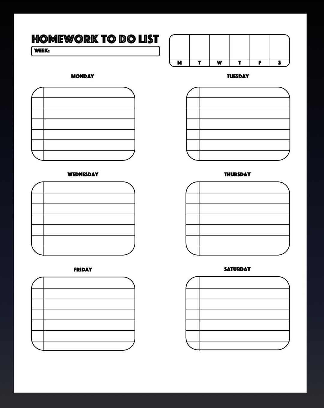 homework-to-do-list-homework-chart-homework-log-etsy