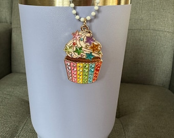 Cupcake Sparkly Heart Stanley Cup Charm, Water Bottle, Keyring, Bag Charm