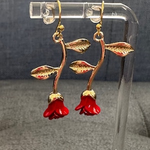 Rose Fairytale Earrings, Beauty and the Beast Inspired, Disney Princess
