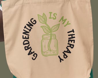 Organic Cotton Gardening Tote Bag, Plant Lover Gift, Reusable Garden Supplies Bag