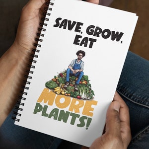 Funny Hipster Gardener Notebook, White Spiral Journal Gift for Plant Lover, Small Garden Themed Note Book