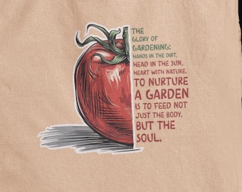 Tomato Garden Tote Bag, Organic Cotton Market Bag for Gardeners, Eco Friendly Gift