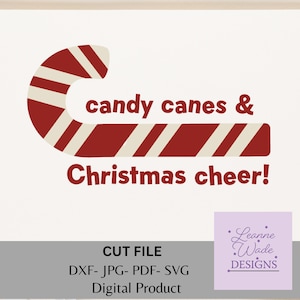 Candy cane cheer, red and off-white candy cane, Candy Cane cut file, Christmas candy cane, Christmas cheer, candy cane svg