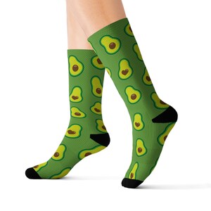 Avocado Socks, Quac Socks, Fun Socks, Food Socks, Pattern Socks, Unique Socks, Fruit Socks, Sock Lover Gift, Sublimated socks, Love Socks