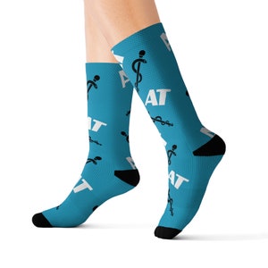 Graphic deigned socks, AT Socks, AT Asclepius, Sublimated Socks, Fun Socks, Custom designed socks, Athletic Training Sock, Gift for trainer