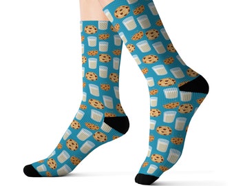 Milk & Cookie Socks, Nostalgic Socks, Snack Socks, Comfort Socks, Drink Socks, Pattern Socks, Fun Socks, Sublimated socks, Cookie Socks