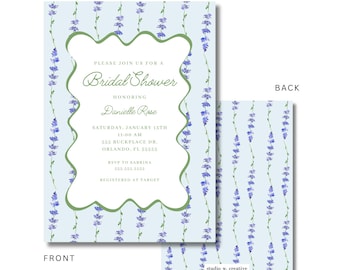 Blue Wildflower Bridal Shower Invitation