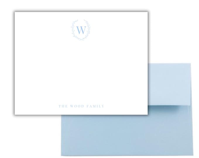 Featured listing image: Classic Monogram Wreath Note Cards & Envelopes