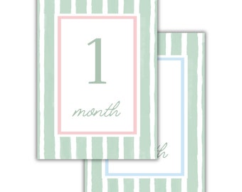 Watercolor Stripe Milestone Cards
