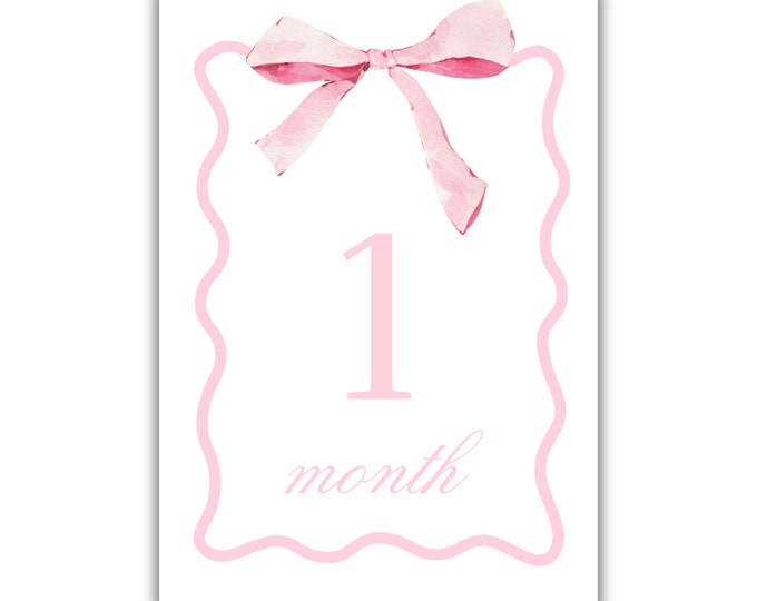 Featured listing image: Watercolor Bow Milestone Cards